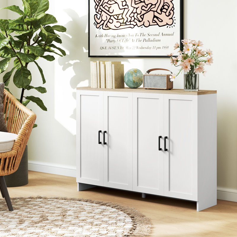 Buffet moderne avec tablettes réglables blanc