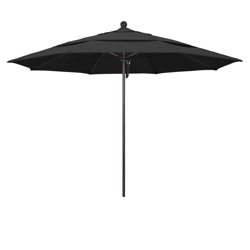Parasol de marché 11 pi Hibo, Bronze, Toile Sunbrella® noir