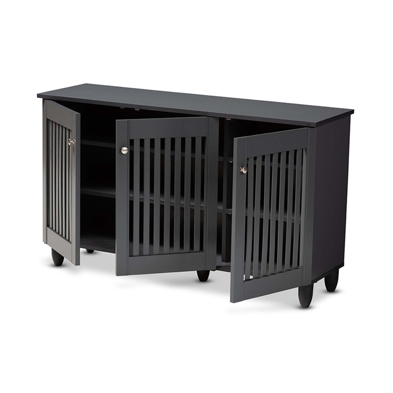 Zuri 12 Pair Shoe Storage Cabinet, Dark Gray