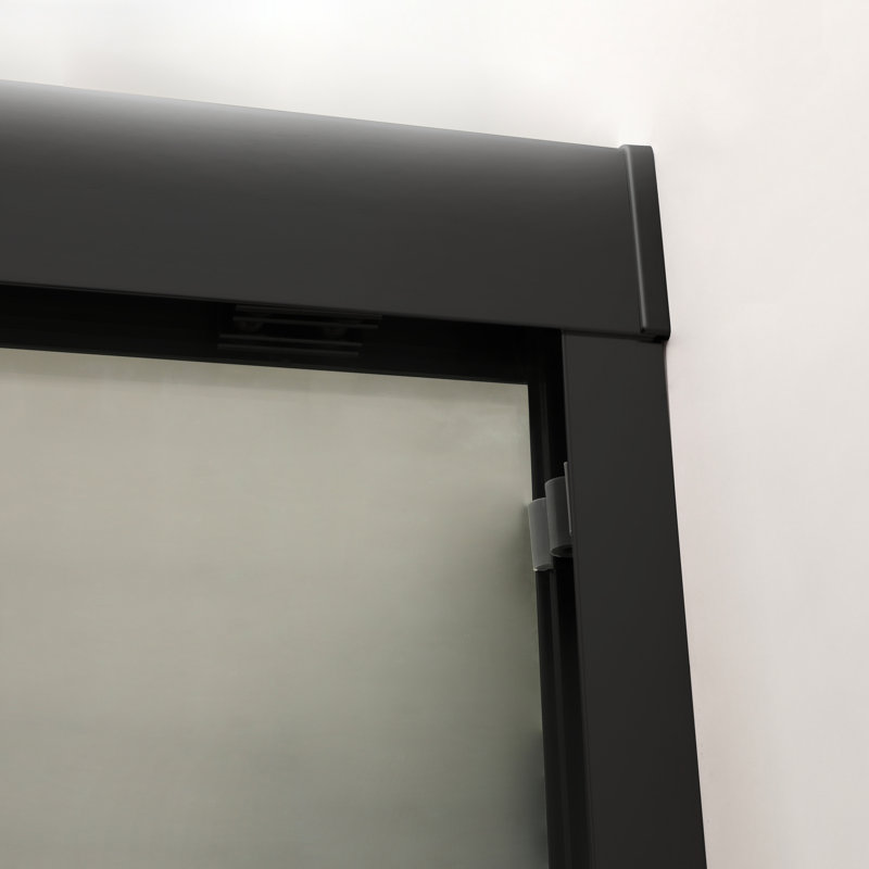 Porte de douche 48 po x 76 po noir mat - Élégante double porte coulissante avec verre trempé et profils muraux réglables en noir, options de fonctions réglables de luxe