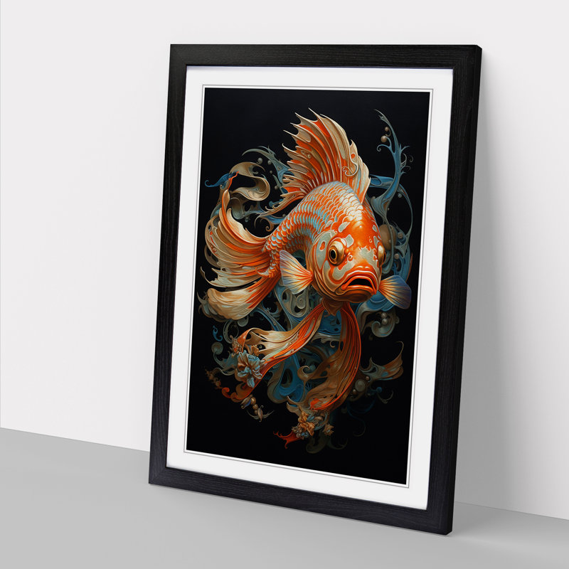 Fish Realism Art - Framed Print, 64cm H x 46cm W, Black Framed