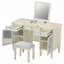 Bureau de coiffeuse multifonctionnel avec miroir rabattable, rangement et tabouret Kade