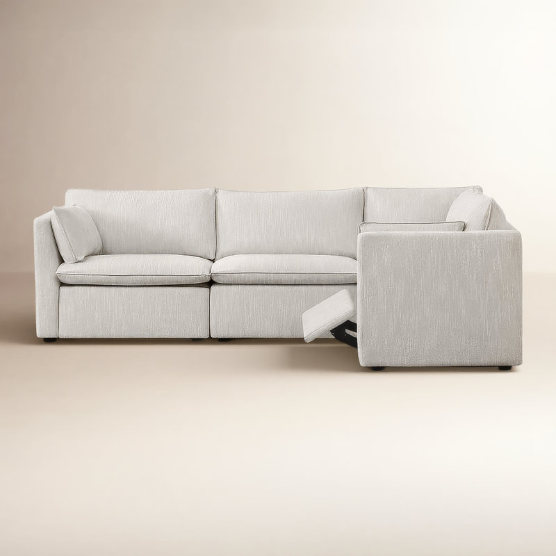 Greylan Modular Power Sectional, Light Gray, 35" H x 107" W x 73" D