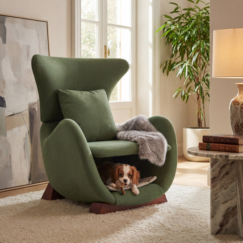 Doris Modern Upholstered Accent Chair with Pet/Storage Space, Green
