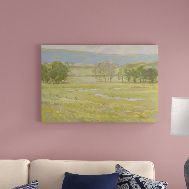 «Summer Pasture I», peinture sur toile, H 24 po x l 36 po