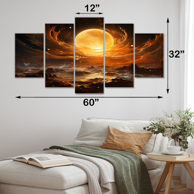 Verre de feu saturn planète II - Planètes, décoration murale multi-panneaux