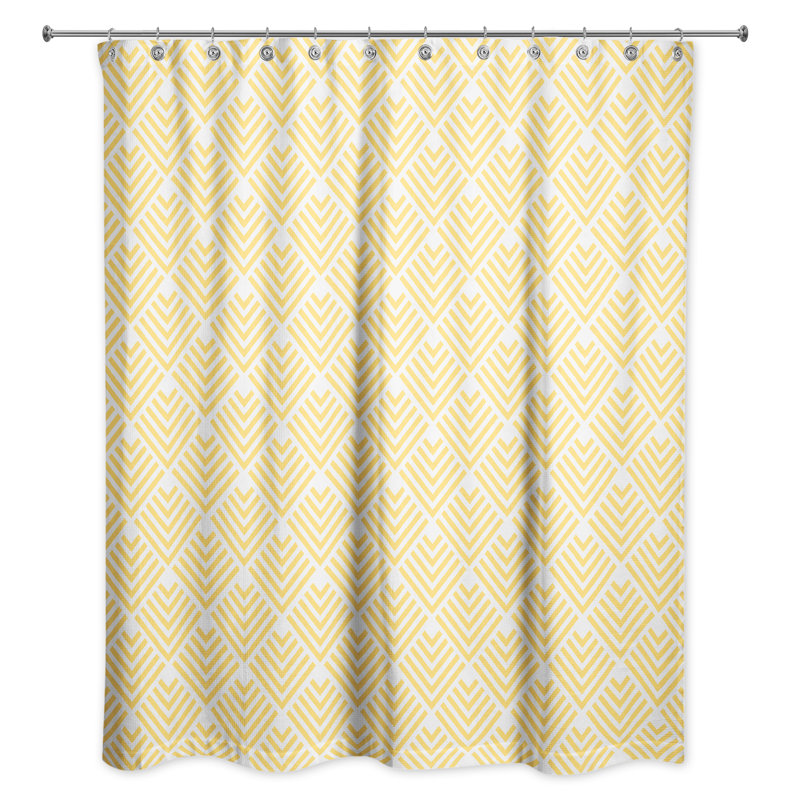 Rideau de douche simple à motif géométrique Tussilage, Jaune