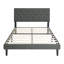 Grand lit plateforme tapissier avec tête de lit capitonnée en lin, lattes en bois, sans sommier, assemblage facile et moderne, gris foncé-599000730-599000731