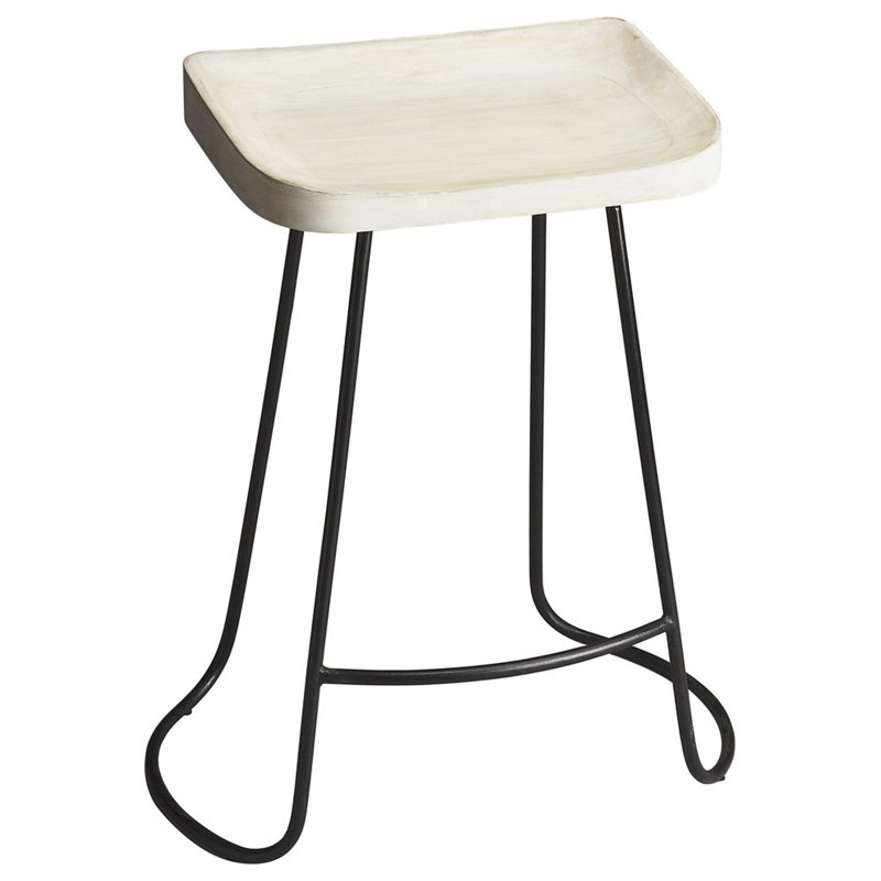 Counter Stool with Metal Frame, White, Counter Stool (24.25" Seat Height)