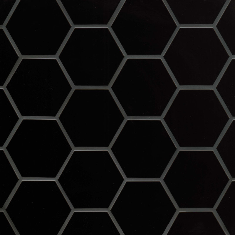 Hedron 4" x 5" Ceramic Wall Tile, Black