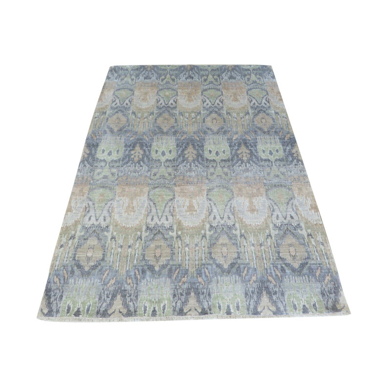 Tapis en laine bleu ciel 5 pi 7 po x 7 pi 10 po one-of-kind main noué la