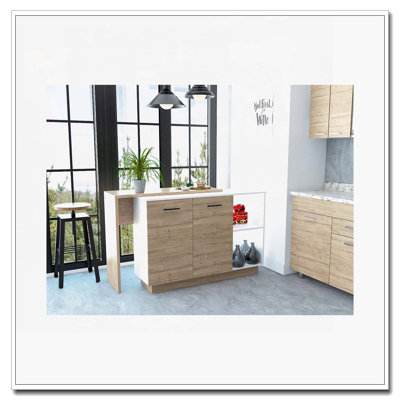 Îlot de cuisine à 2 tablettes et 1 tiroir Chesterfield
