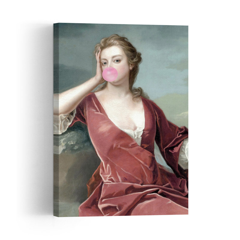 Bubblegum Classic Portrait Classic Contemporary Elegant Portrait Wall Art Print 1 Piece Wrapped Canvas Wall Art