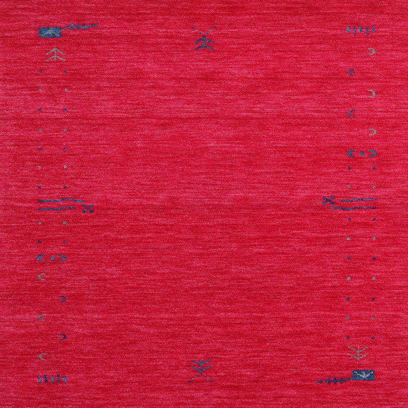 Tapis de zone rouge contemporaine, Carré 8 pi
