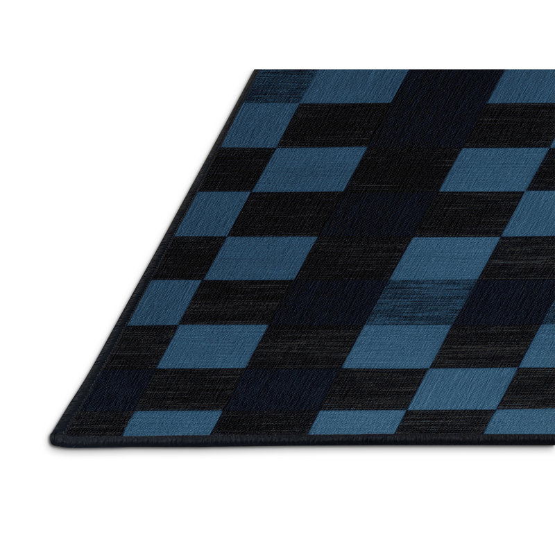 Tapis gris à carreaux lavable à la machine, Carré 3 pi
