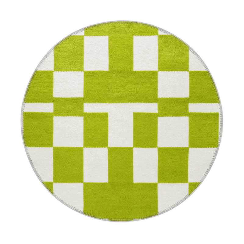 Tapis intérieur / extérieur blanc à carreaux, Rond 5 pi