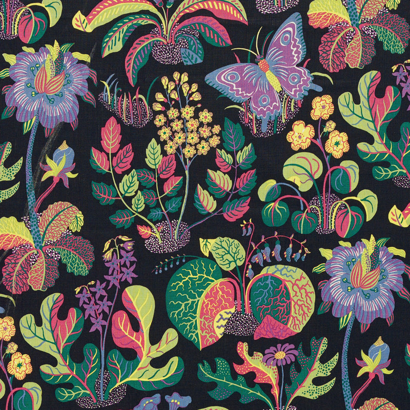 Tissu papillon exotique, Noir