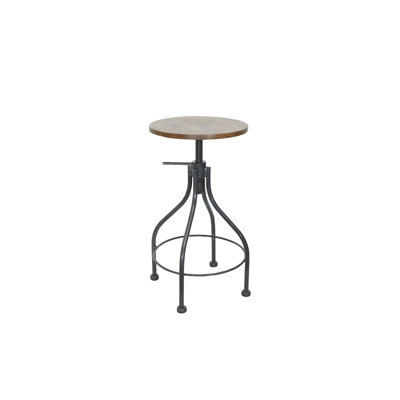 Tabouret de bar sans dossier à vis, siège et dossier en bois de frêne d'automne - Structure en acier