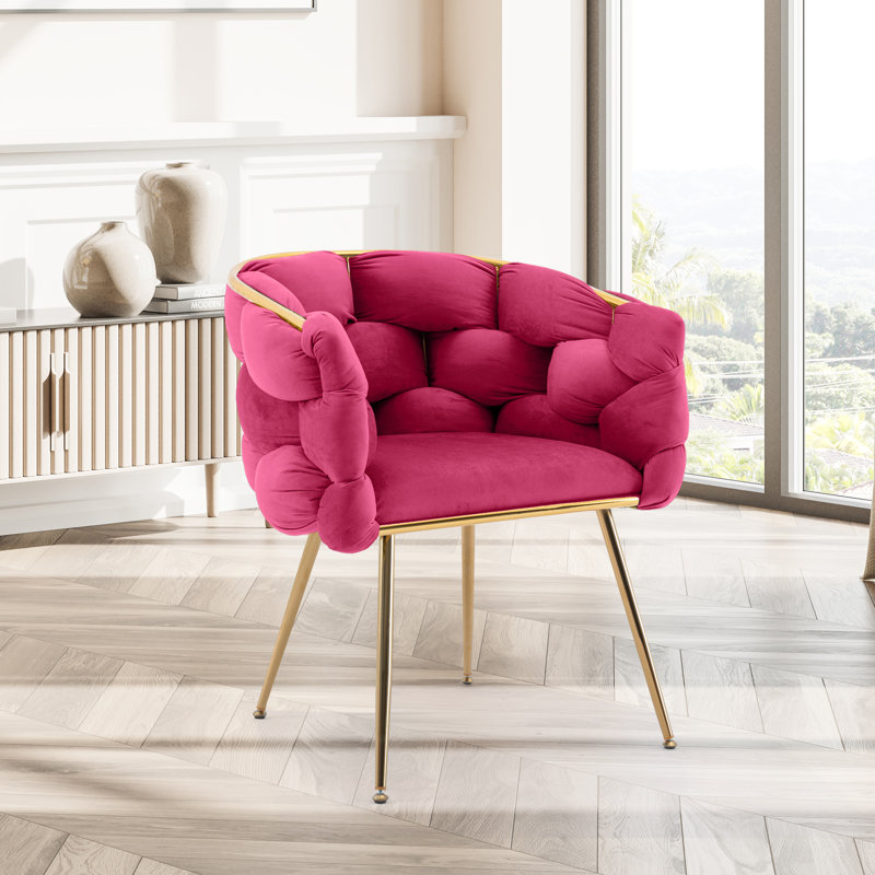 Hummera Upholstered Accent Chair, Rose Red Velvet, 1