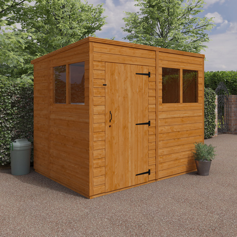 TigerFlex® Modular Buildings Solid Wood Shiplap Apex Garden Shed, 203cm H x 238cm W x 175cm D