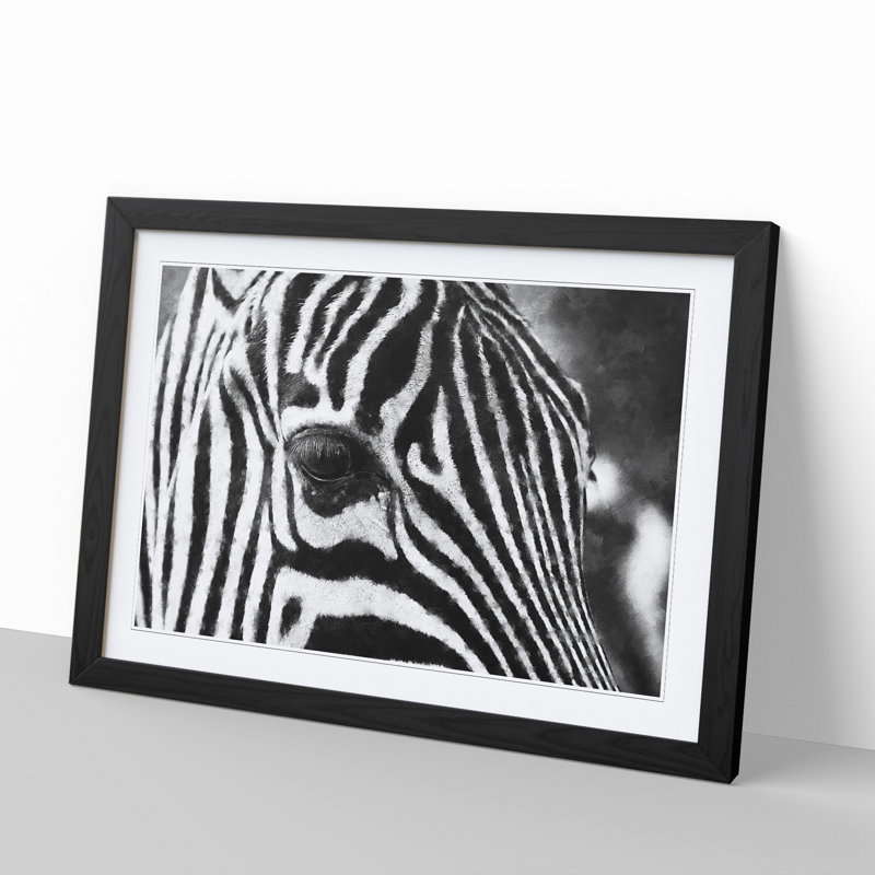 Zebra Vol.1 - Picture Frame Painting, 36cm H x 48cm W x 2cm D, Black