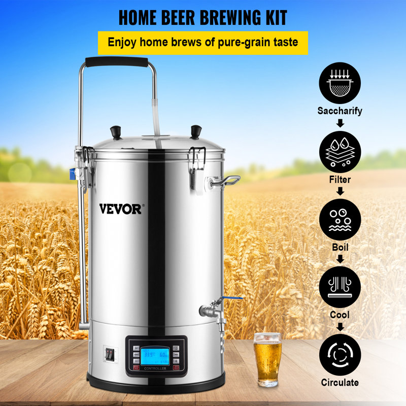 VEVOR 9.2 Gal Stainless Steel Electric Brewing System with LCD Panel