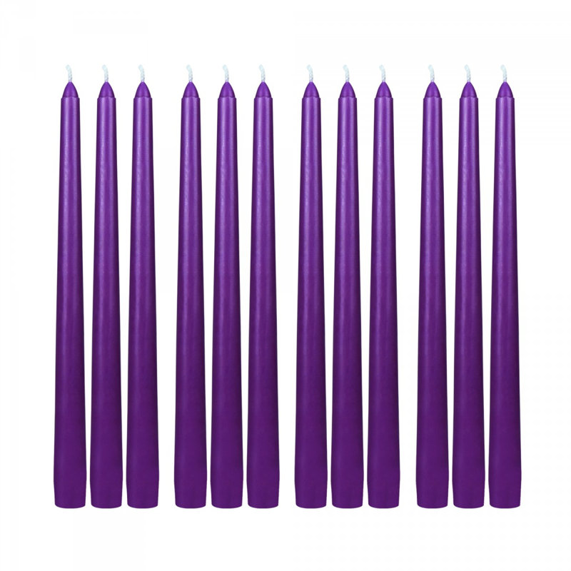Ensemble de 12 chandelles fuselées non parfumées Estela, Violet