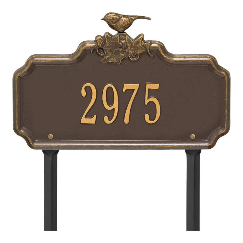 Chickadee Ivy 1-Line Personalized Garden Sign, Bronze/Gold, Yes