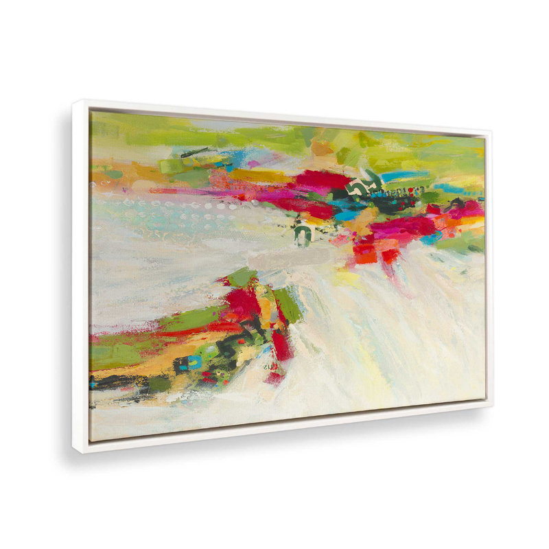 Vue d'ensemble, reproduction d'art sur toile par Janic Janet, «Floater», reproduction encadrée sans passe-par, Blanc