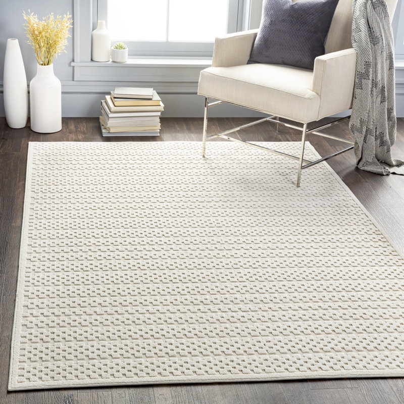 Tapis intérieur / extérieur crème Emert, Rectangle 5 pi 3 po x 7 pi 3 po