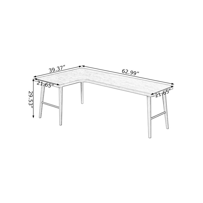 Bureau d'écriture rectangulaire en bois massif brun noisette, H 29,53 po x l 62,99 po x P 39,37 po, Retour à gauche