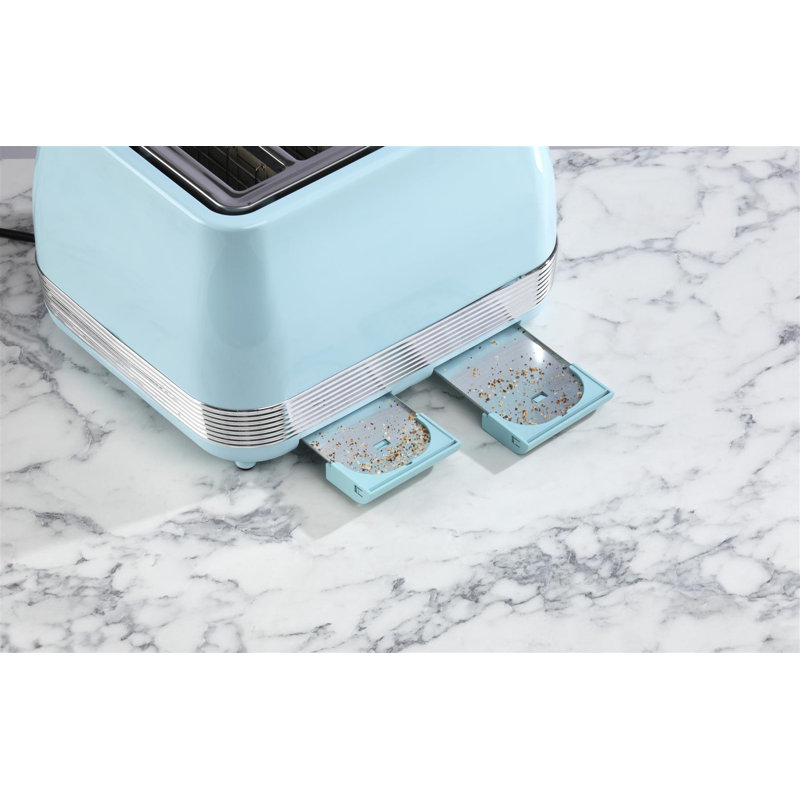 Daewoo Denver 4-Slice Toaster, Retro Sky Blue, Blue