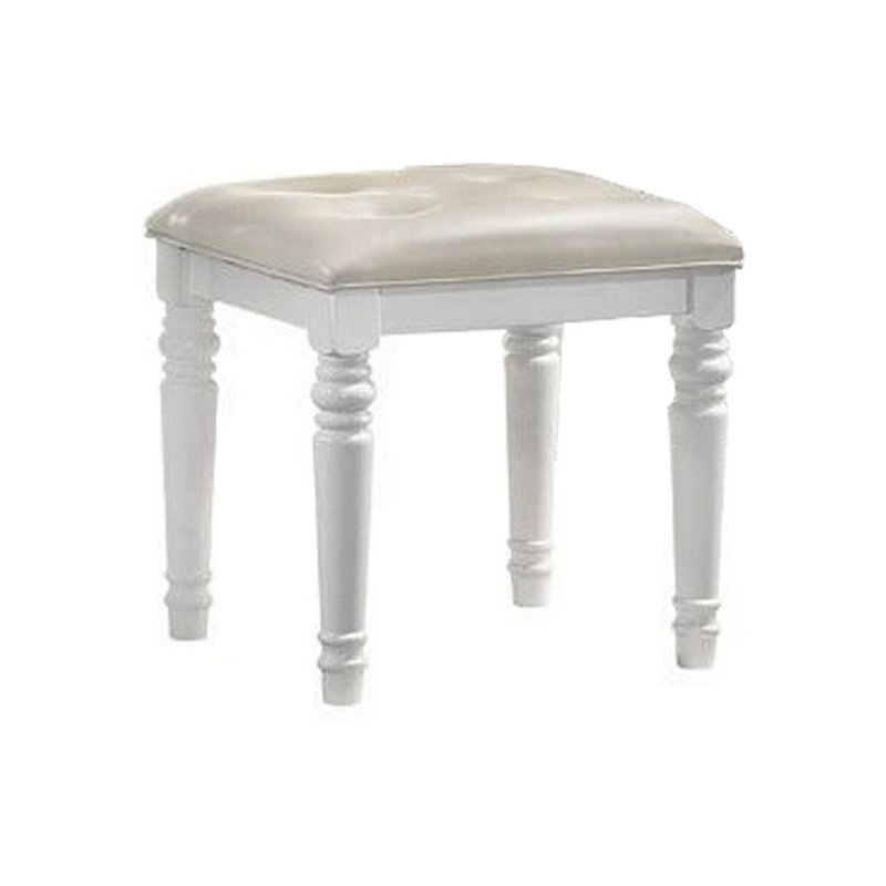 Tabouret de coiffeuse Kathir, Blanc, Beige