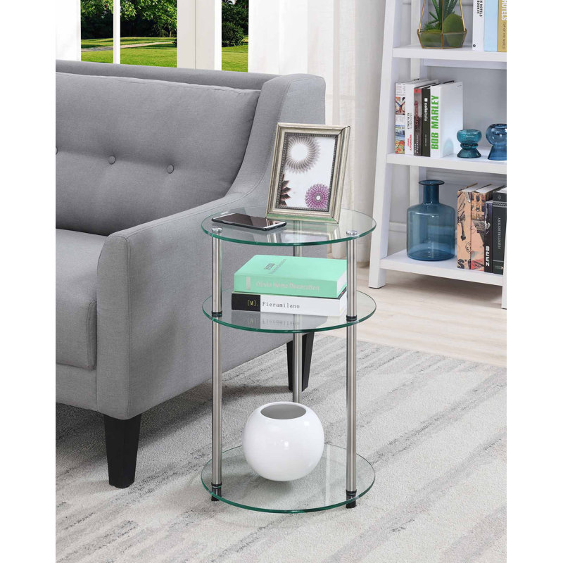 Beckett Glass Top End Table, Silver