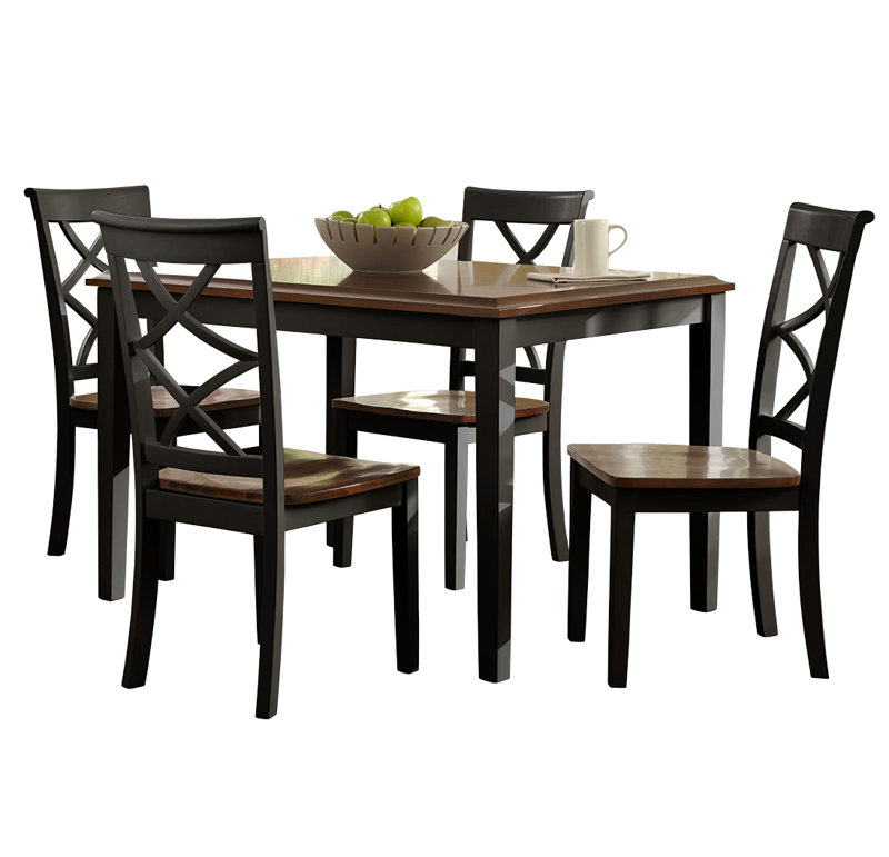 Kamari 4 - Person Solid Wood Top Four Leg Dining Set, Black and Cherry