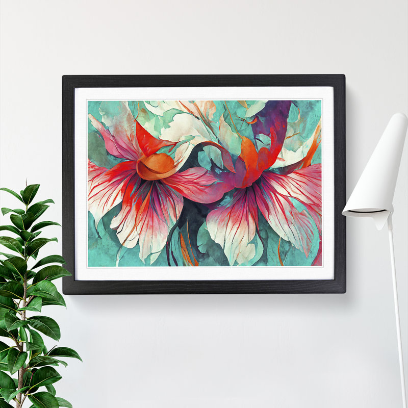 Floral Abstract Vol.5 - Single Picture Frame Print, 46cm H x 64cm W x 2cm D, Black