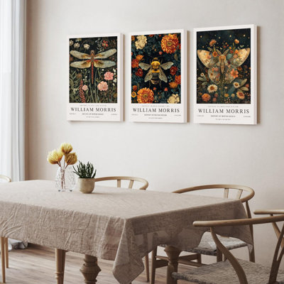 Reproduction d'art sur toile, affiches de libellule rétro, impression de fleur de nature naturelle pour le salon, encadrée 16 po x 24 po x 3 po