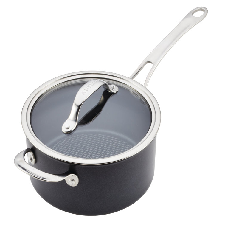 Anolon x Hybrid Nonstick Cookware Induction Pots and Pans Set, 7 Piece, Dark Gray