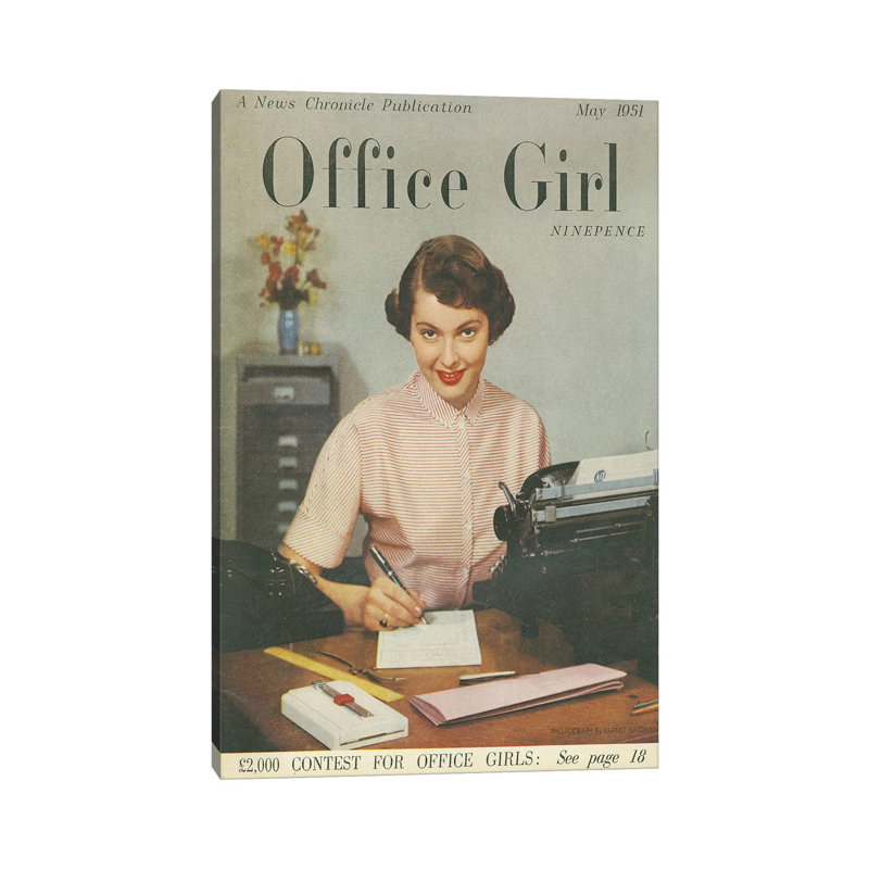 1951 Office Girl Magazine Cover - Wrapped Canvas Print, 45.72cm H x 30.48cm W x 1.91cm D