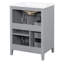 Meuble-lavabo gris 24 po avec lavabo, panneau de fibres à densité moyenne et bois d'hévéa, 3 tiroirs et armoire, conception moderne pour les petites et moyennes salles de bain-935316744