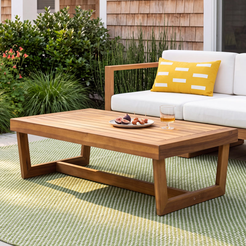 Louise Rectangular Acacia Outdoor Coffee Table , 39.5'' in. W 24.5'' in. D, Teak