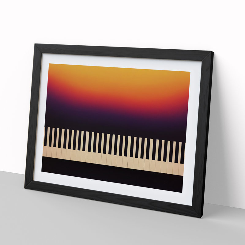 Keys Of The Piano Abstract - Single Picture Frame Print, 46cm H x 64cm W x 2cm D, Black