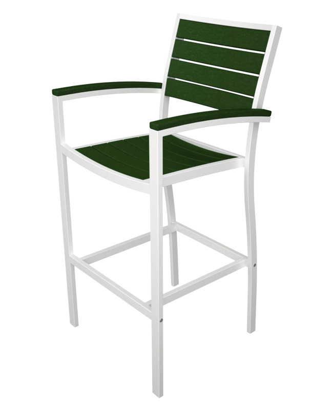 Chaise avec accoudoirs de bar POLYWOOD Euro, Vert, Blanc brillant
