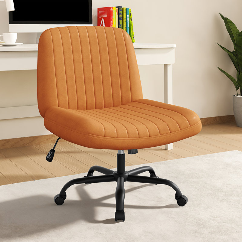 Fauteuil de coiffeuse moderne à structure croisée avec siège rembourré - Tabouret de maquillage, Orange