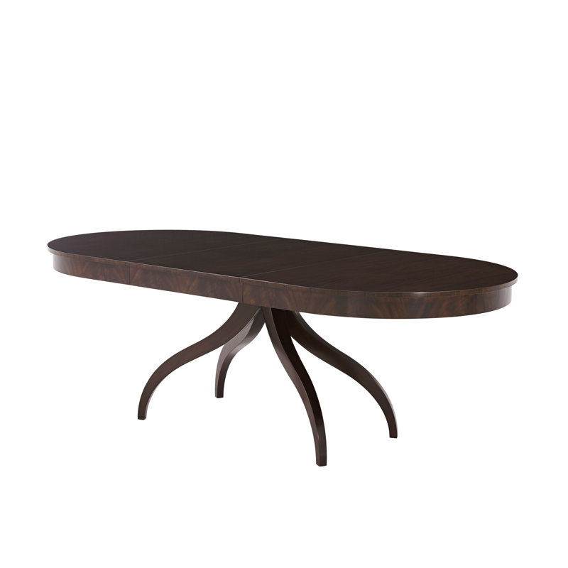 Mahogany Oval Extendable Dining Table with Curved Legs