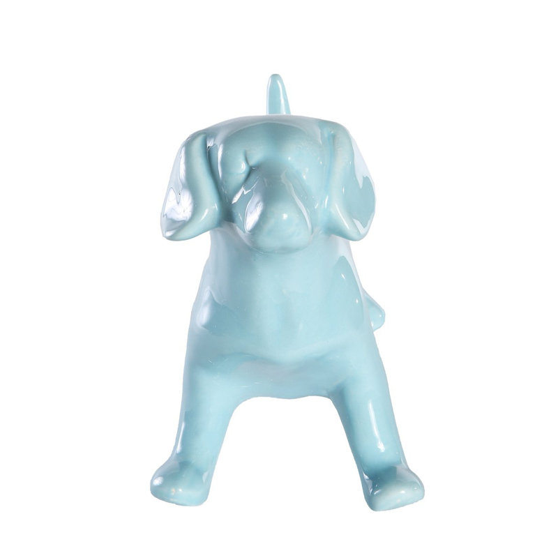 Figurine en céramique Beagle debout, Bleu reluisant