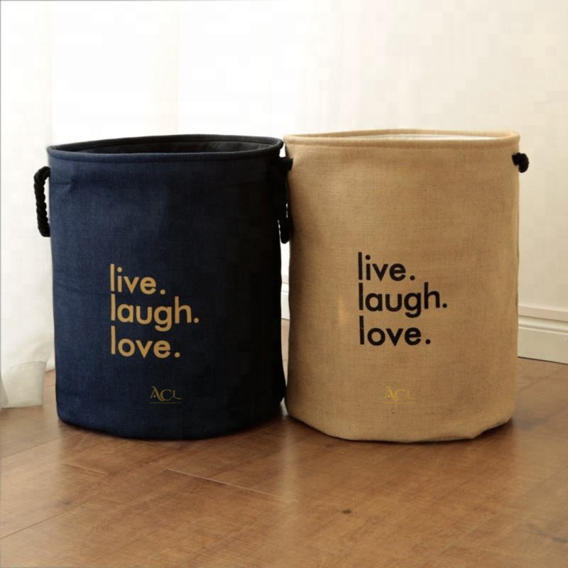 Happy Larry Fabric Decorative Basket, Navy Blue