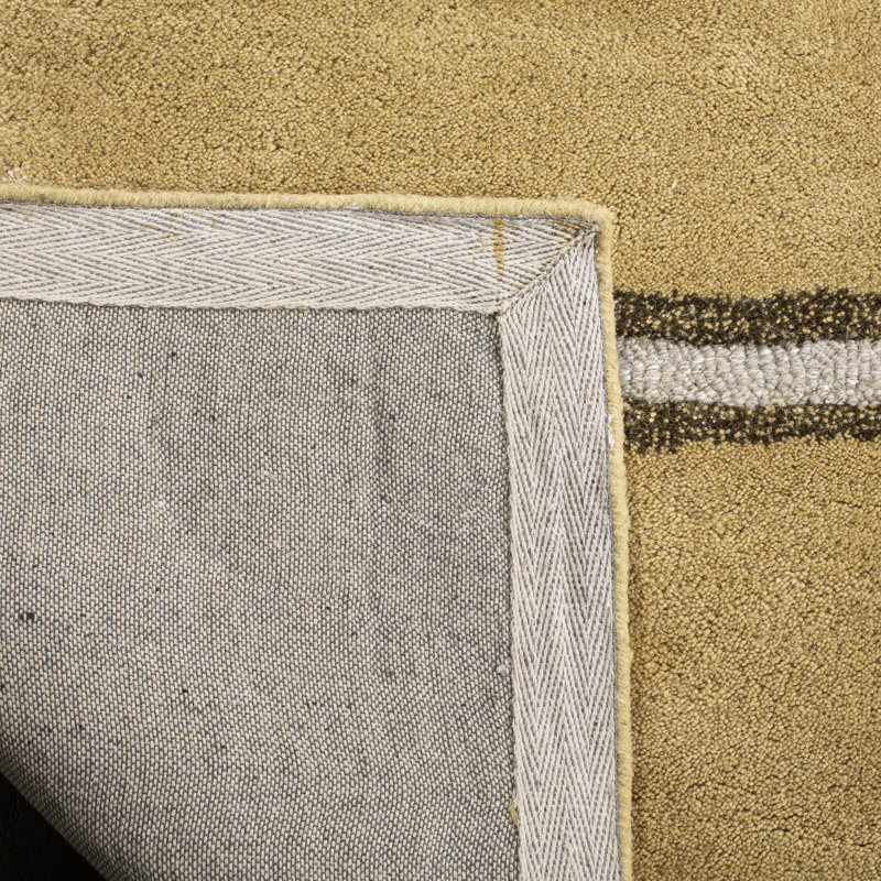 Schmier Martha Stewart Hand Tufted Wool/Viscose Striped Rug in Toffee Gold, Runner 2'3" x 10'