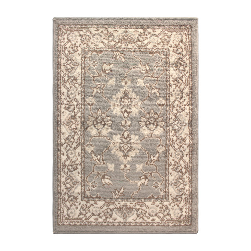 Verndale Traditional Floral Slate Indoor Area Rug, Rectangle 2' x 3'