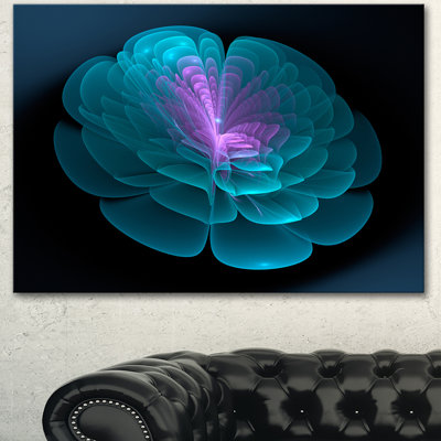 « abstract blue floral fractal background », impression sur toile tendue